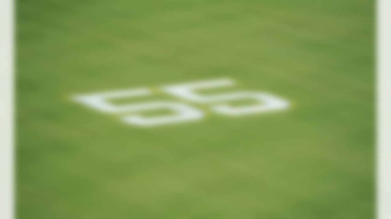 May 11, 2012; San Diego, CA, USA; View of the number 55 painted on the center of Qualcomm Stadium before a celebration of life service to remember former San Diego Chargers player Junior Seau. Mandatory Credit: Christopher Hanewinckel-US PRESSWIRE