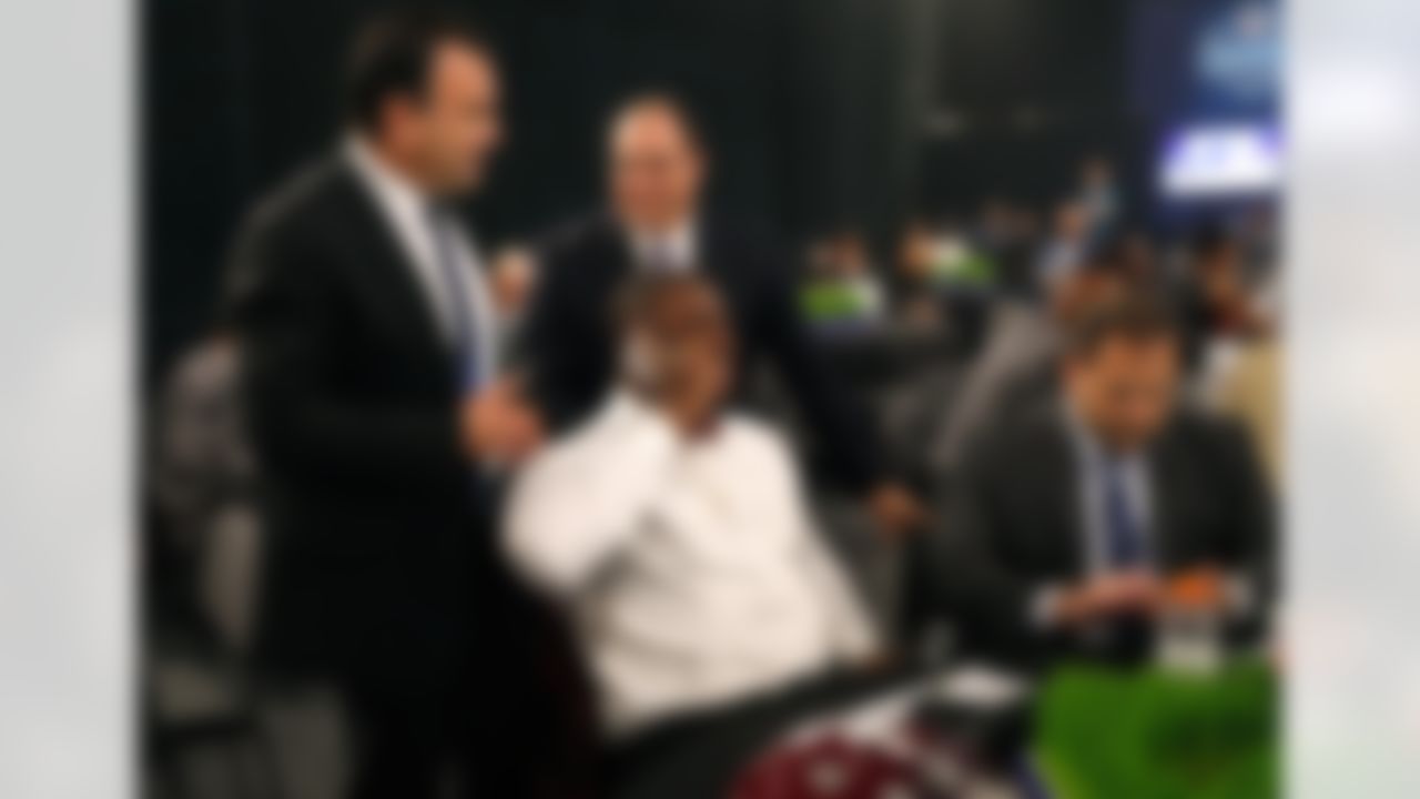 Mississippi State defensive tackle Chris Jones celebrates backstage during the 2016 NFL Draft at the Auditorium Theatre on Thursday, April 28, 2016 in Chicago. (Ben Liebenberg/NFL)