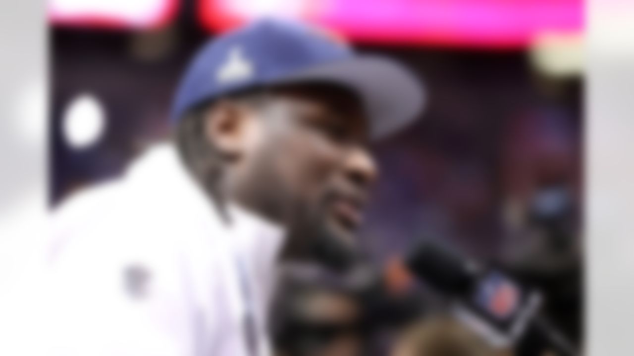 New England Patriots running back LeGarrette Blount speaks during Media Day for Super Bowl XLIX at the U.S. Airways Center on Tuesday, January 27, 2015 in Phoenix, AZ. (Ben Liebenberg/NFL)