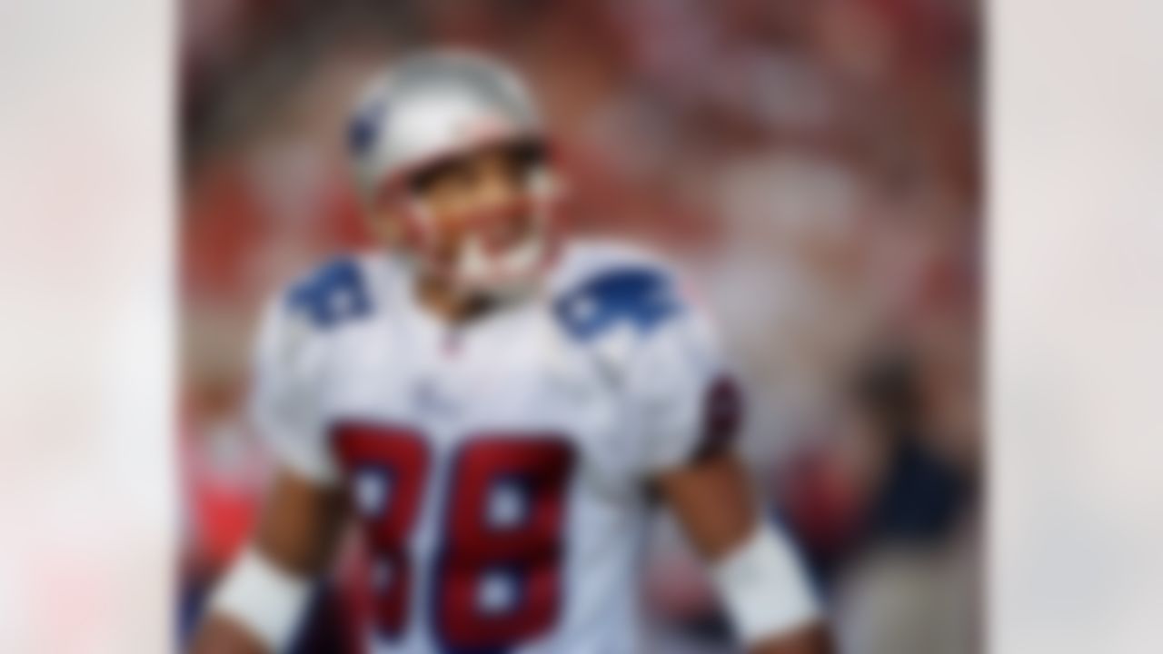 New England Patriots wide receiver Terry Glenn looks back at hecklers behind the end zone after catching a touchdown pass from quarterback Drew Bledsoe during the second quarter against the Tampa Bay Buccaneers on Saturday night, Aug. 28, 1999, at Raymond James Stadium in Tampa, Fla. (Chris O'Meara/Associated Press)