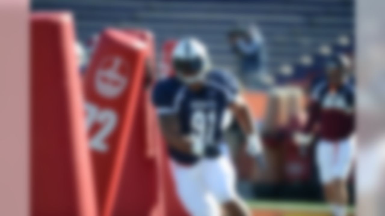 Penn State defensive tackle DaQuan Jones (91) of the North team during the North team practice for the 2014 Senior Bowl at Ladd Peebles Stadium in Mobile, Alabama on January 22, 2014. (Johnny Vy/NFL)