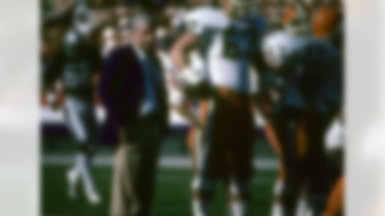Cleveland Browns owner Art Modell on the field before the Browns 27-10 loss to the Los Angeles Raiders in the 1982 AFC First-Round Playoff Game on January 8, 1983 at the Los Angeles Memorial Coliseum in Los Angeles, California. 1982 AFC First-Round Playoff Game - Cleveland Browns vs Los Angeles Raiders - January 8, 1983 (AP Photo/NFL Photos)