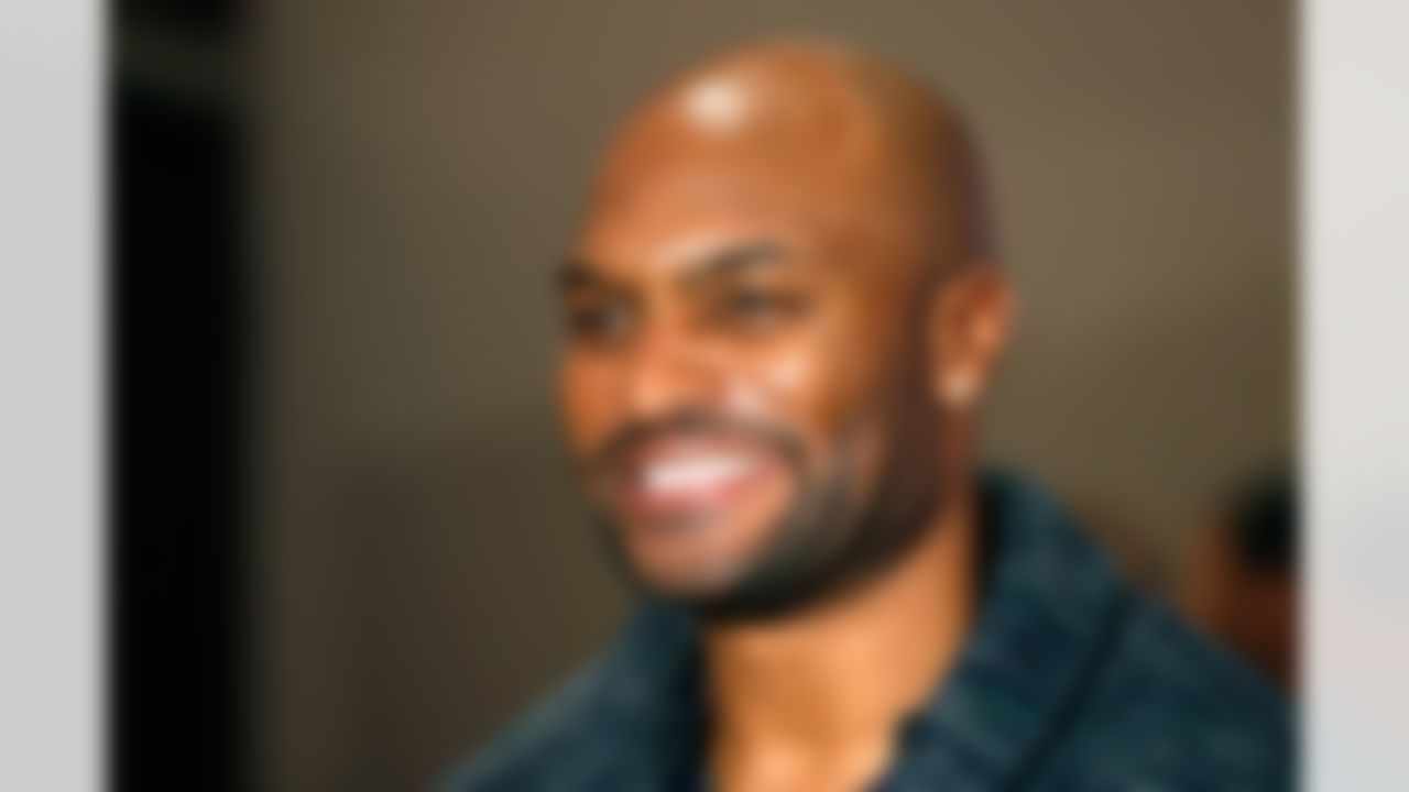 Former New York Giants wide receiver Amani Toomer is seen on Radio Row at the Super Bowl XLVIII media center in the Sheraton Hotel on Wednesday, January 29, 2014 in New York, NY. (Perry Knotts/NFL)