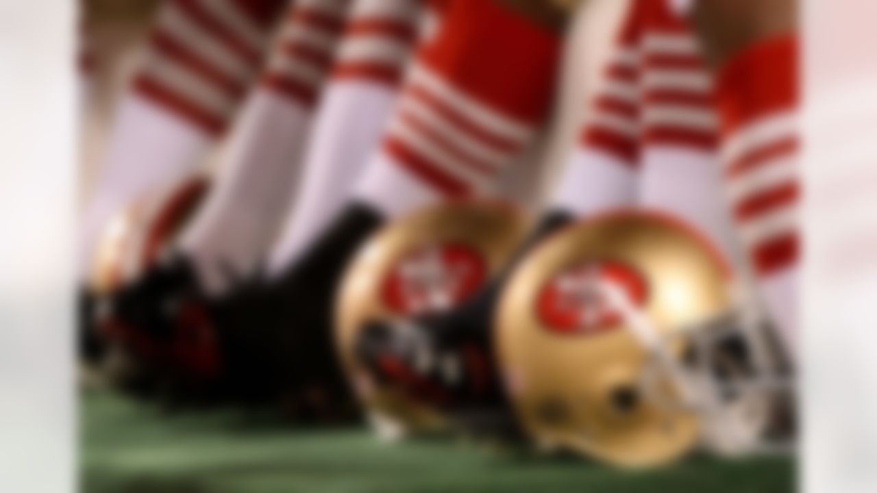 SAN FRANCISCO - SEPTEMBER 10: A gerneral view of a San Francisco 49ers helmet during an NFL game between Arizona Cardinals and San Francisco 49ers on September 10, 2007 at Monster Park in San Francisco, California. (Photo by Jed Jacobsohn/Getty Images)