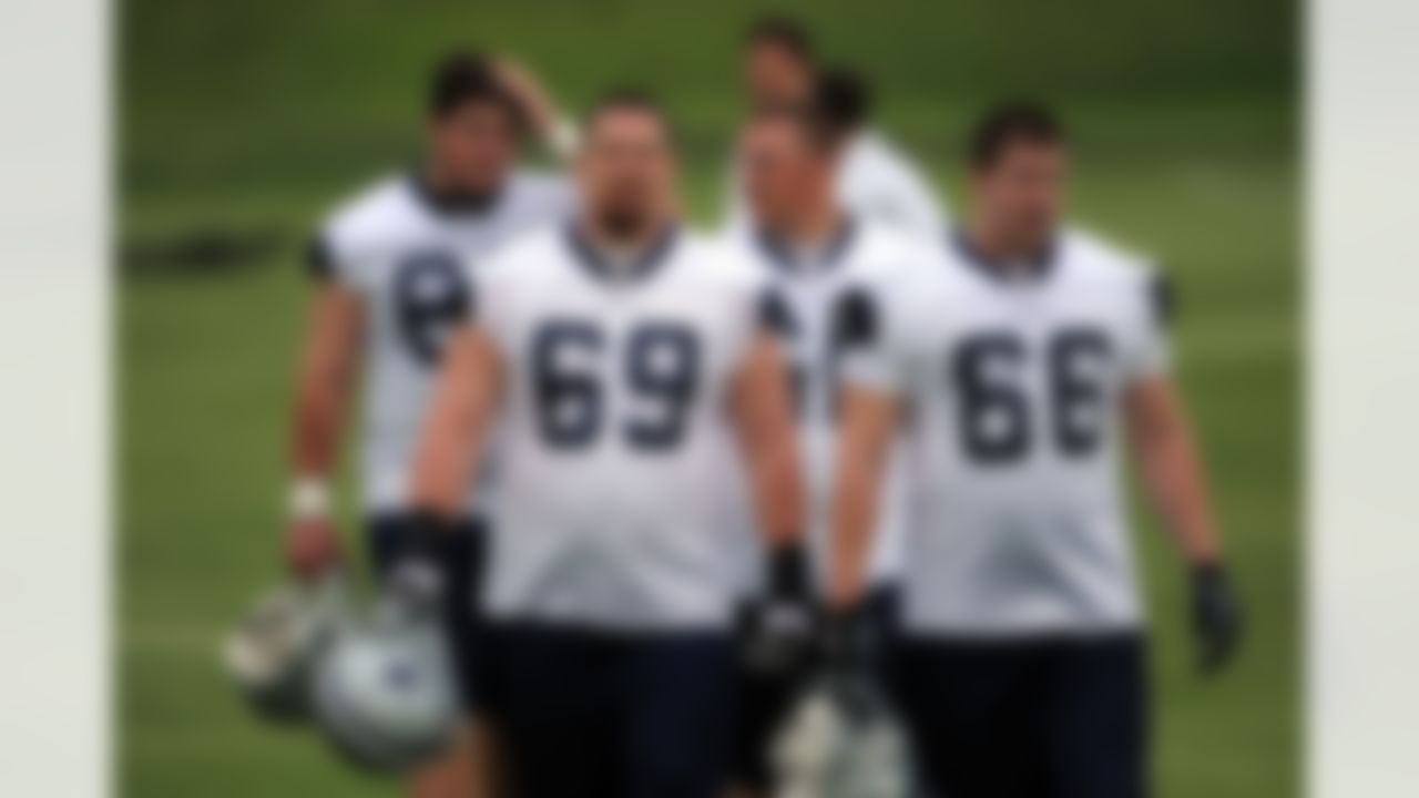 IRVING, TX - MAY 01: Center Matt Spanos #69 and Michael Turkovich #66 of the Dallas Cowboys during rookie mini camp on May 1, 2009 in Irving, Texas. (Photo by Ronald Martinez/Getty Images)