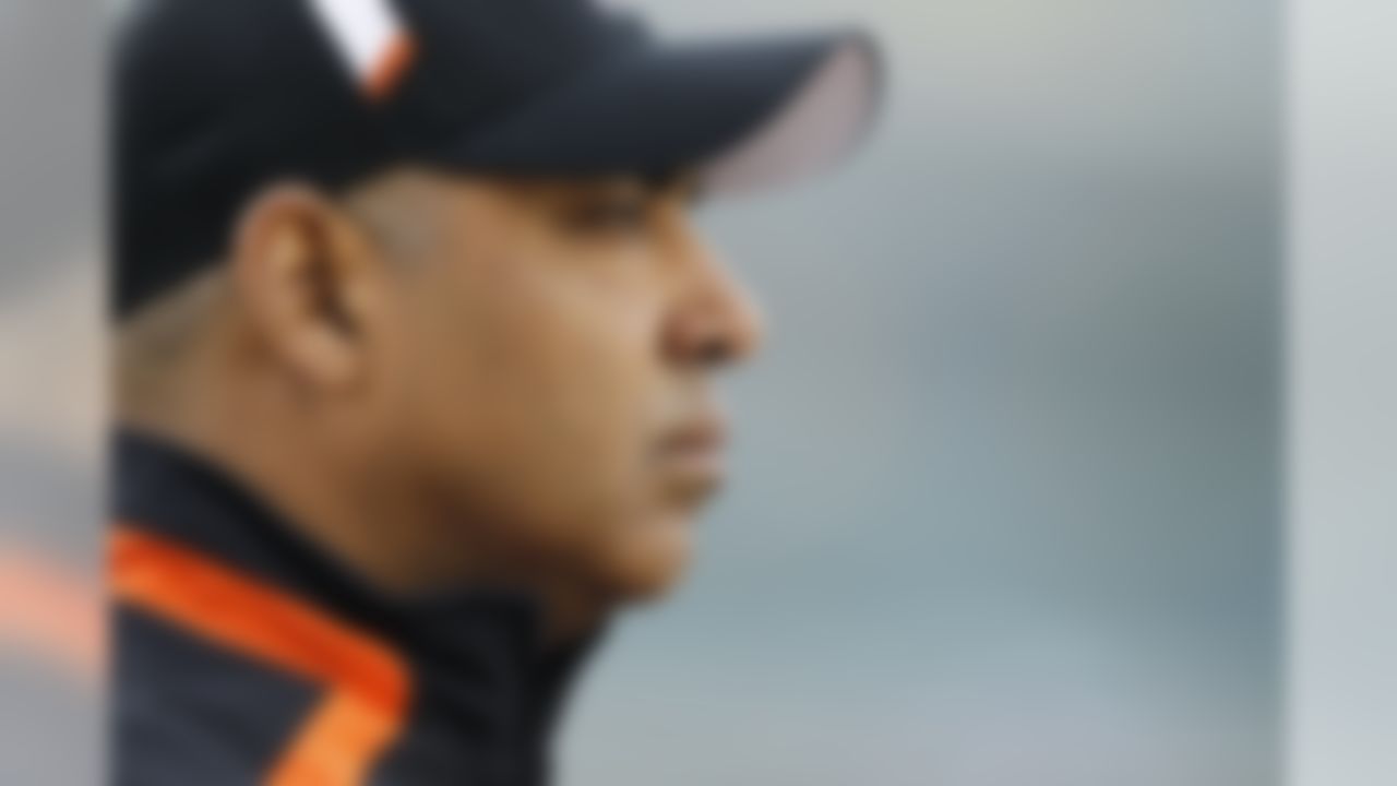 Cincinnati Bengals head coach Marvin Lewis looks on against the New York Jets during the AFC Wild Card Playoff game at Paul Brown Stadium in Cincinnati, Ohio on January 9, 2010. The Jets won 24-14. (Joe Robbins / NFL.com)