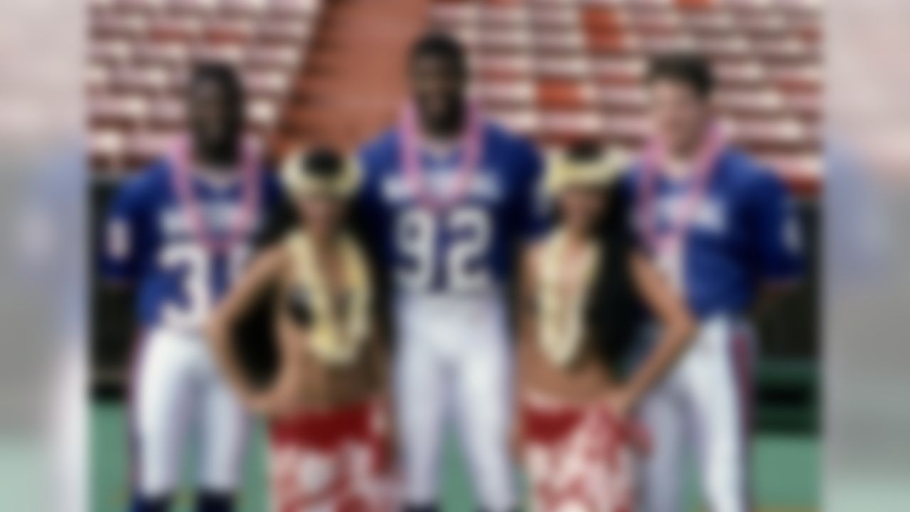 Green Bay Packers Pro Bowl players Leroy Butler, Reggie White, and Brett Favre during Pro Bowl Media Day before the NFC's 17-3 victory over the AFC in the 1994 NFL Pro Bowl played on February 6, 1994 at Aloha Stadium in Honolulu, Hawaii. (National Football League)