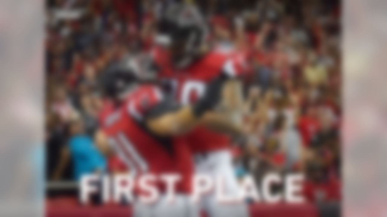 With their victory over the Panthers, the Falcons are now first place in the NFC South.  Atlanta has not won the NFC South since 2012.