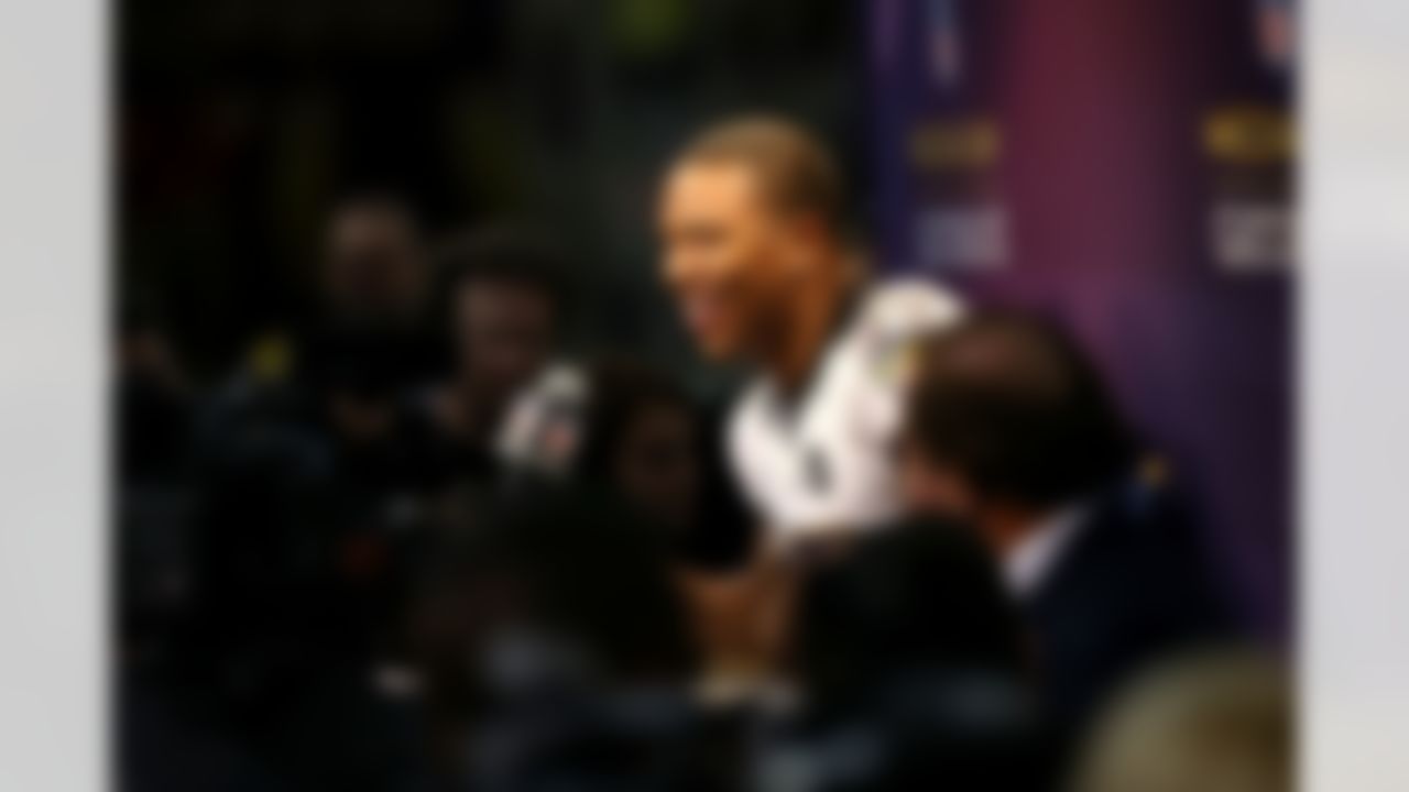Baltimore Ravens running back Ray Rice during the Super Bowl XLVII Media Day at the Superdome on Tuesday, January 29, 2013 in New Orleans, LA. (Perry Knotts/NFL)