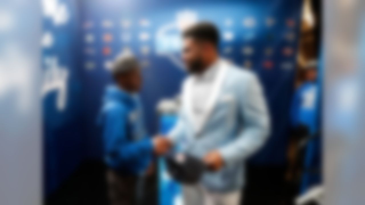 Ohio State�s Ezekiel Elliott poses for photos after being selected by Dallas Cowboys during the 2016 NFL Draft at the Auditorium Theatre on Thursday, April 28, 2016 in Chicago. (Ben Liebenberg/NFL)