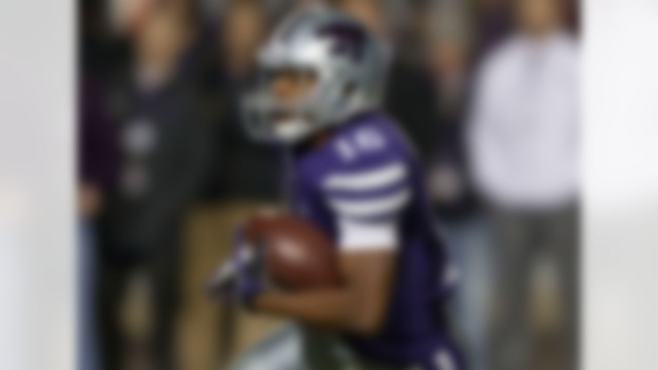 Particulars: 5-11, 175, senior.
Buzz: Lockett is one of the best return men in the nation, with four TD returns and a per-return average of 31.1 yards in his career. He is a big-play receiver on a team not known for its passing attack. Lockett averaged 15.8 yards per reception on his 81 catches last season, and had 11 TDs. Six of his receptions covered at least 40 yards and four covered at least 50 yards. His 11 TD receptions averaged 37.4 yards, with three of them covering at least 56 yards.