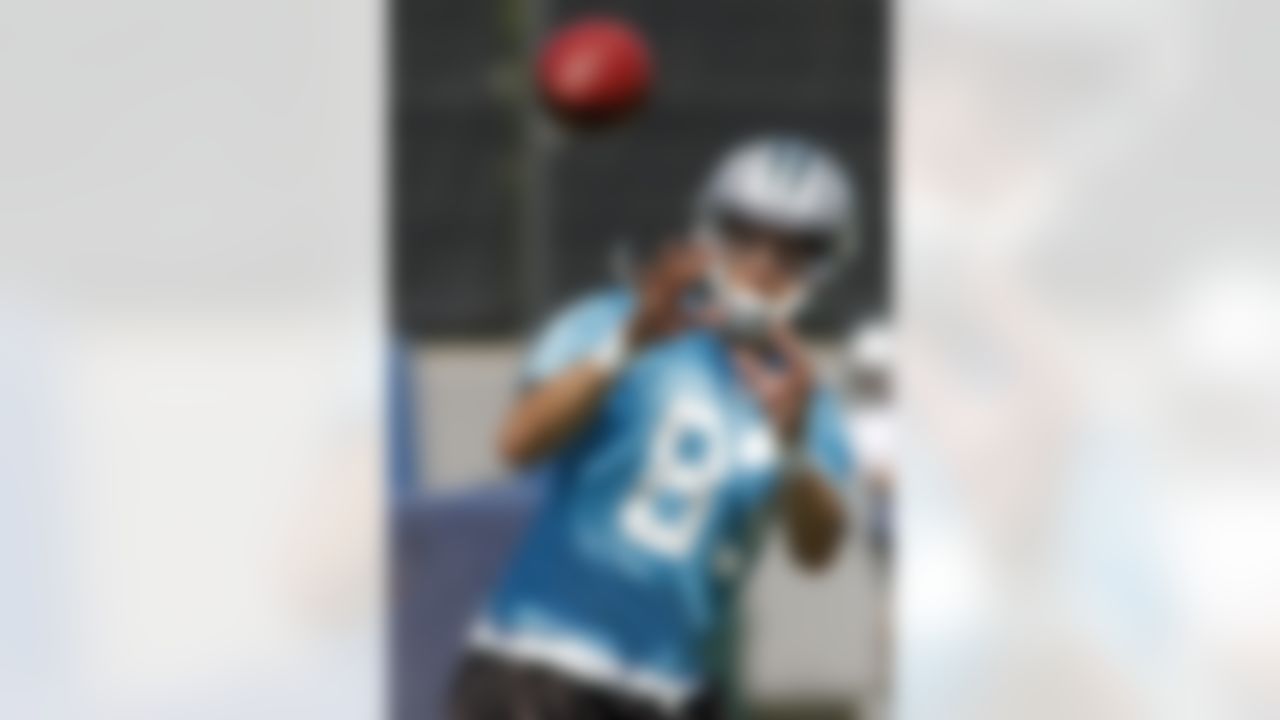 Carolina Panthers' Charly Martin catches a pass during their NFL football minicamp on Friday, April 30, 2010, in Charlotte, N.C. (AP Photo/Rick Havner)