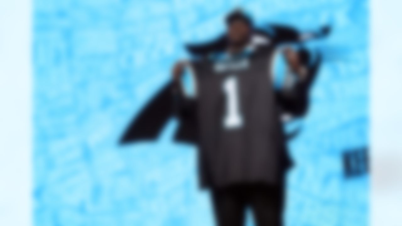 Louisiana Tech defensive tackle Vernon Butler holds up his jersey after being drafted by the Carolina Panthers during the 2016 NFL Draft at the Auditorium Theatre on Thursday, April 28, 2016 in Chicago. (Perry Knotts/NFL)