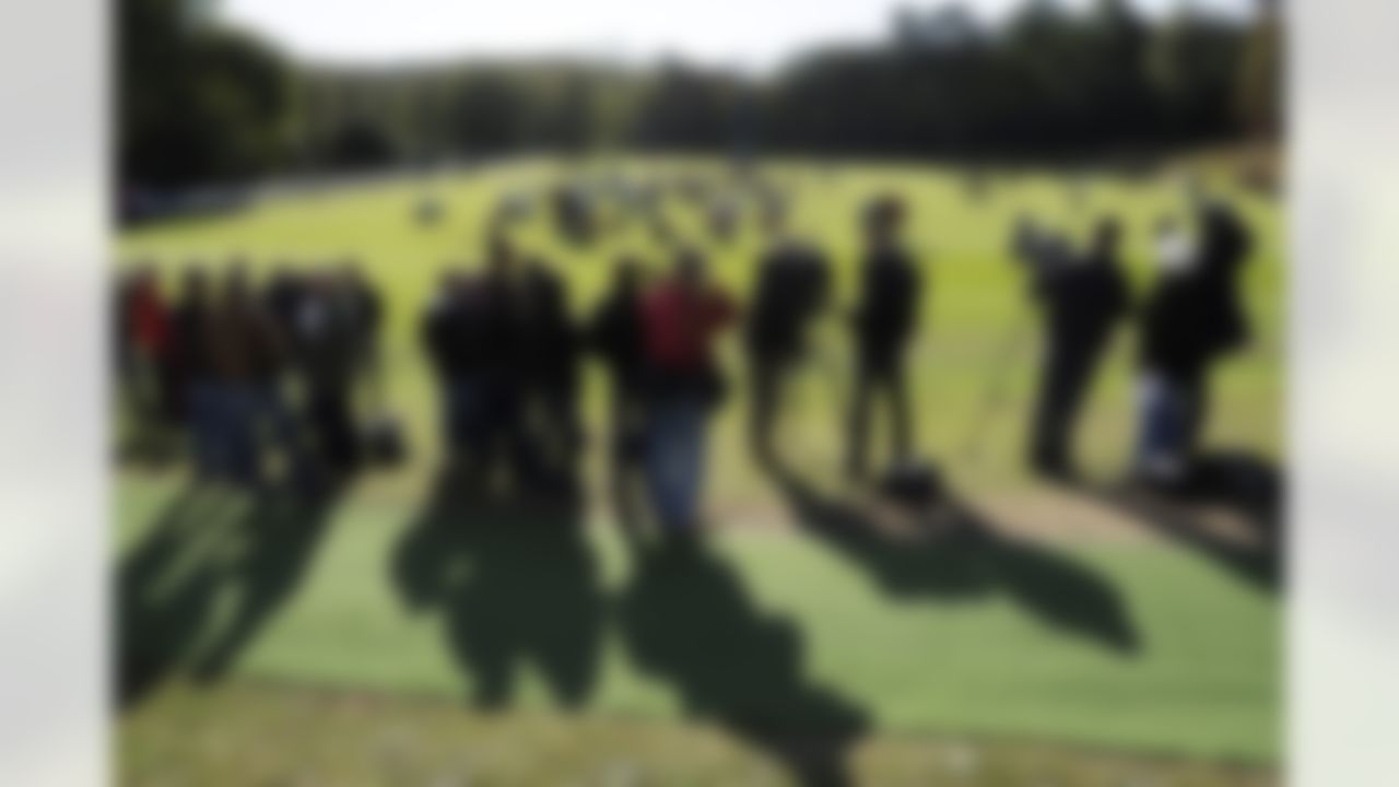 Media turn out to cover the final practice of the Tampa Bay Buccaneers at Penny Hill Park on October 21, 2011. (Dave Shopland/NFL)