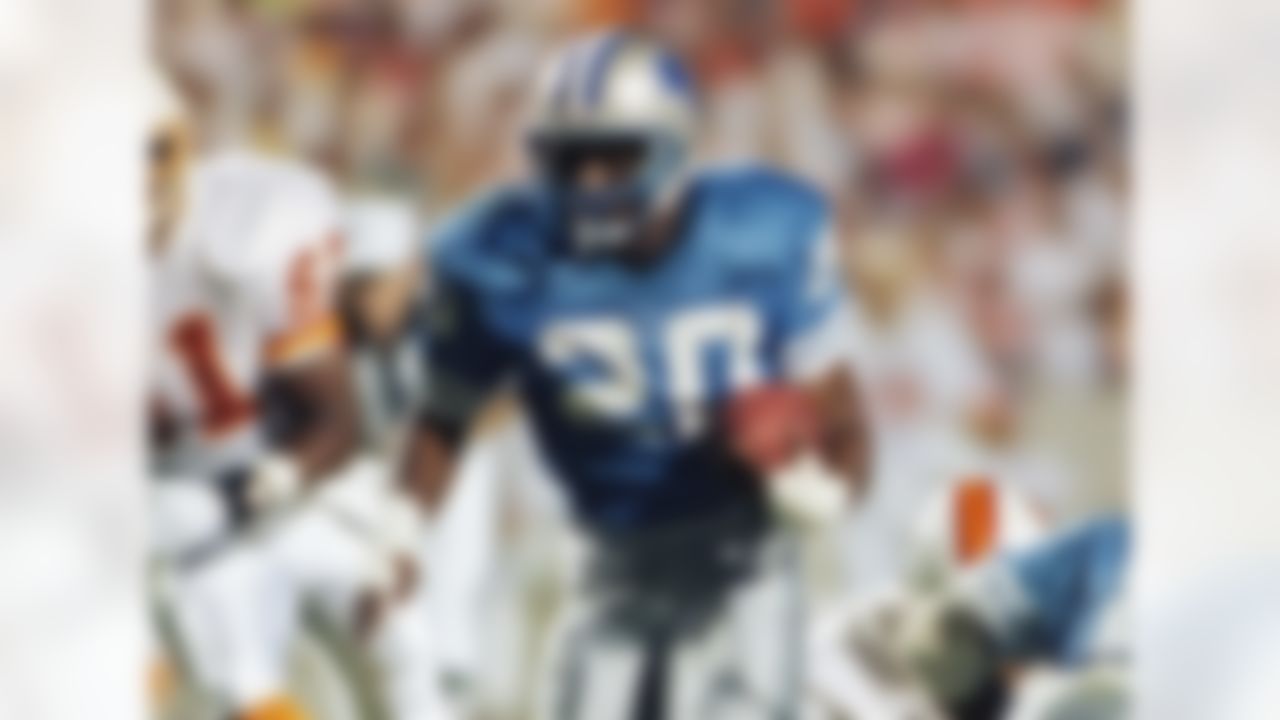 Draft: 1989 NFL Draft, first round, No. 3 overall
College: Oklahoma State
Sanders was a 10-time Pro Bowl selection, a four-time NFL rushing champion and a 2004 inductee into the Pro Football Hall of Fame. Sanders also put together a 2000-yard season in 1997 and averaged just under 5 yards per carry over his career.