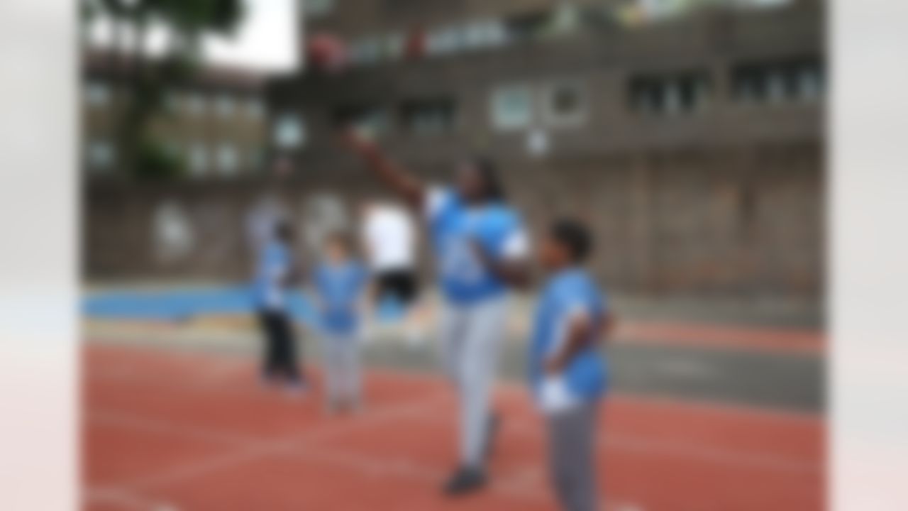 Detroit Lions running back Joique Bell (35) participates in an NFL Summer Bowl tournament at the Black Prince Community Hub in London on Wed., July 15, 2015. (Dave Shopland/NFL)