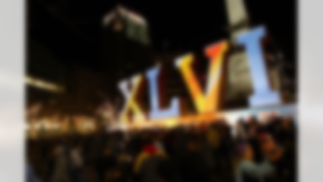 Jan. 28, 2012; Indianapolis, IN, USA; A general view of a large illuminated Super Bowl XLVI logo in downtown Indianapolis. Mandatory credit: Michael Hickey-US PRESSWIRE