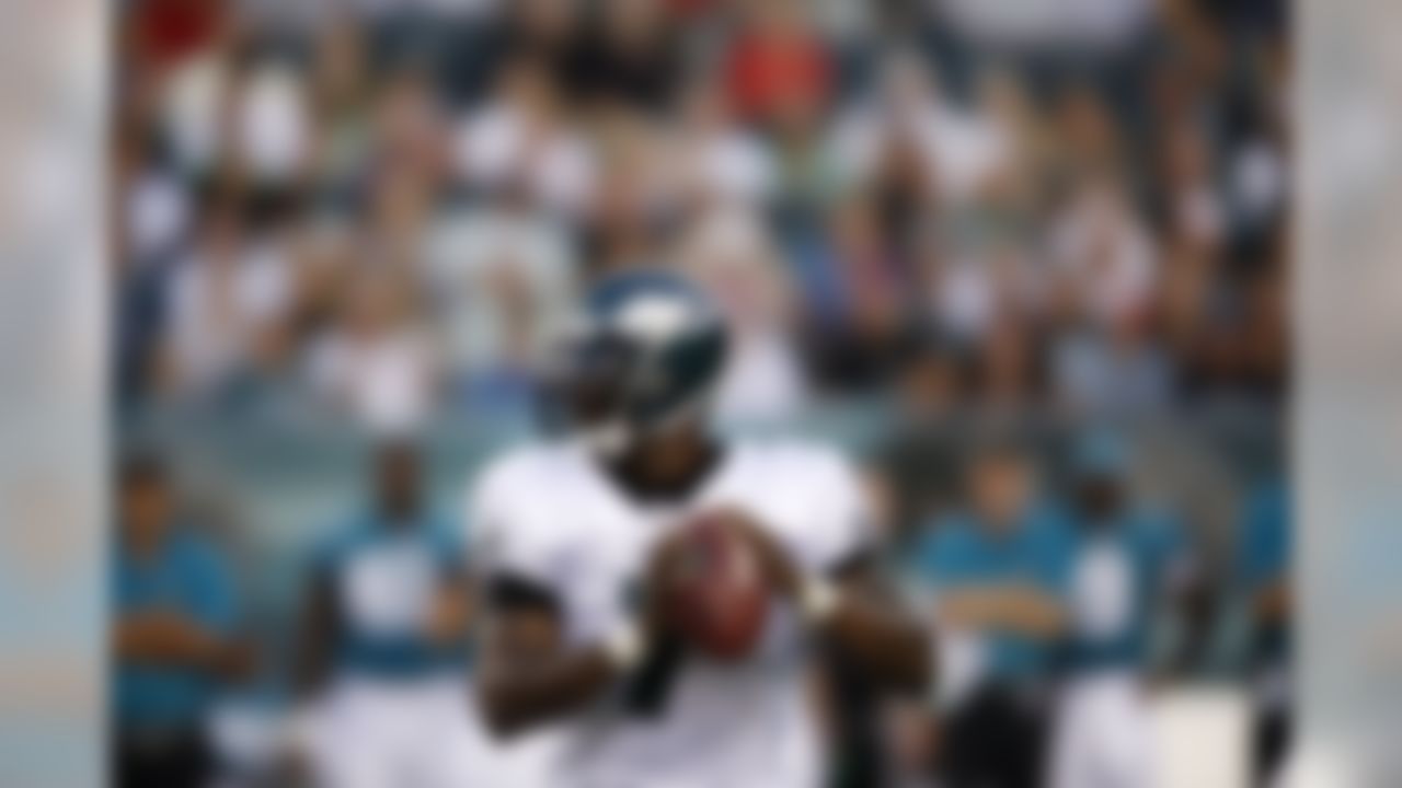 Philadelphia Eagles quarterback Michael Vick during a preseason NFL football game against the Jacksonville Jaguars, Thursday, Aug. 27, 2009, in Philadelphia. (AP Photo/Matt Rourke)