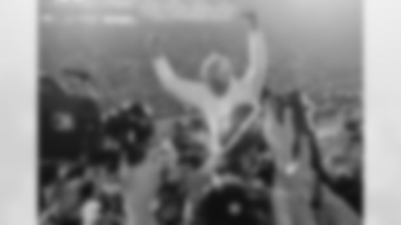 San Francisco 49ers coach Bill Walsh a ride off field on the shoulders of his team after they won a 38-16 victory over the Miami Dolphins in Super Bowl XIX at Stanford Stadium in Stanford, CA on January 20, 1985. (Associated Press)
