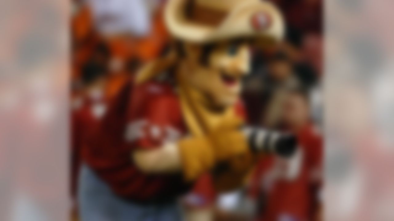 Dec 15, 2007; San Francisco, CA, USA; San Francisco 49ers mascot Sourdough Sam takes photos on the sideline during game against Cincinnati Bengals at Monster Park. Mandatory Credit: Kirby Lee/Image of Sport-US PRESSWIRE
