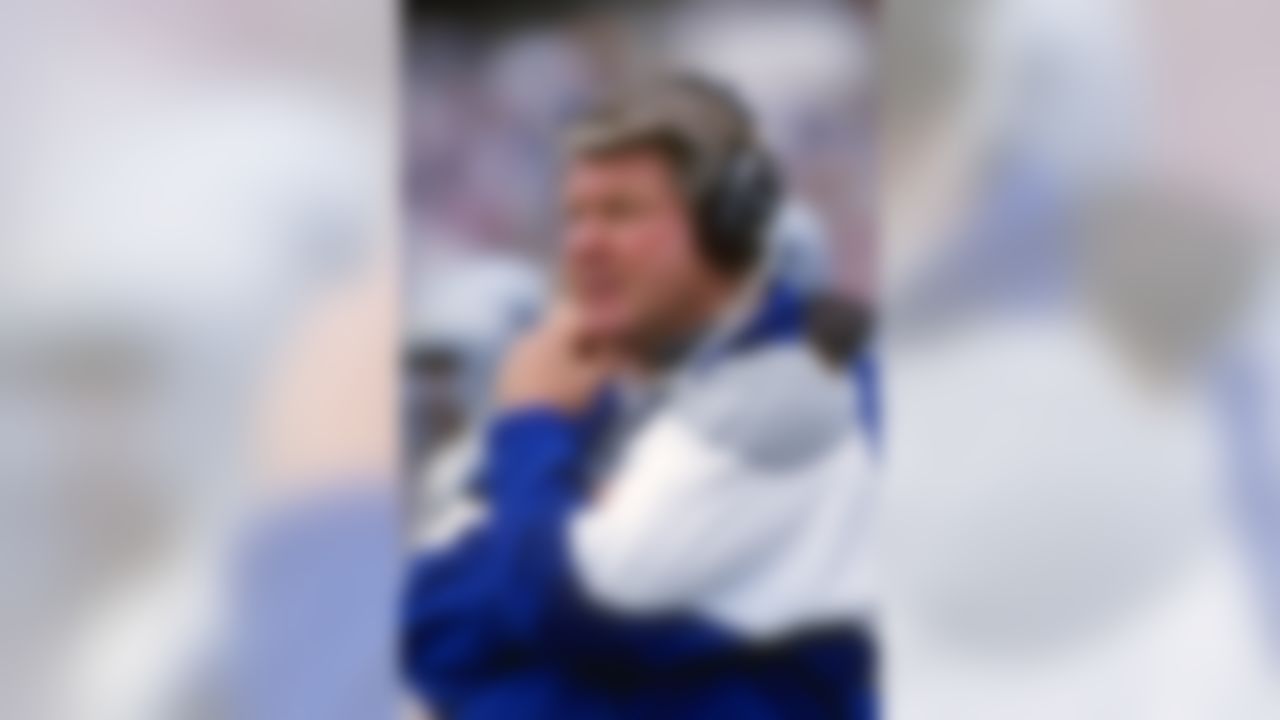 22 Nov 1992: Dallas Cowboys head coach Jimmy Johnson looks on during a game against the Phoenix Cardinals at Texas Stadium in Irving, Texas. The Cowboys won the game, 16-10. (Photo by NFL/ Getty Images)