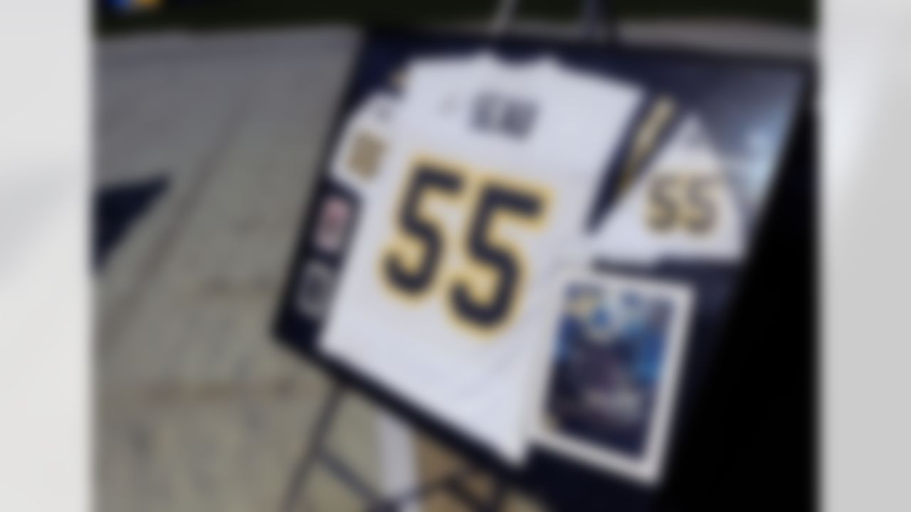 May 11, 2012; San Diego, CA, USA; View of an autographed jersey signed by former San Diego Chargers player Junior Seau before a celebration of life service at Qualcomm Stadium. Mandatory Credit: Christopher Hanewinckel-US PRESSWIRE