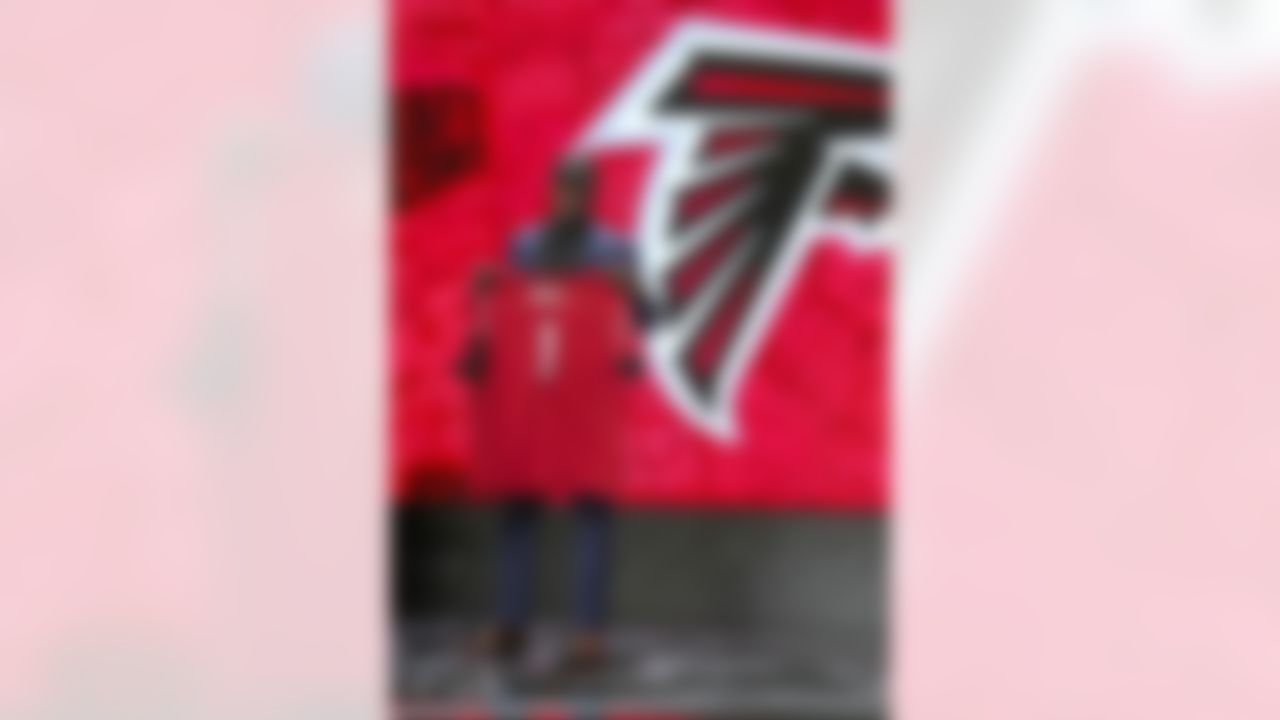 Florida strong safety Keanu Neal poses on the stage after being drafted by the Atlanta Falcons during the 2016 NFL Draft at the Auditorium Theatre on Thursday, April 28, 2016 in Chicago. (Perry Knotts/NFL)