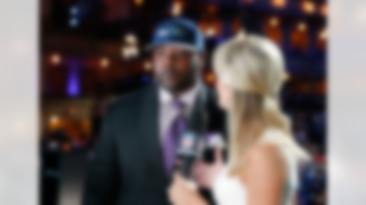 Alabama defensive tackle Jarran Reed is interviewed by NFL Network's Melissa Stark after being selected by the Seattle Seahawks during the 2016 NFL Draft at the Auditorium Theatre on Friday, April 29, 2016 in Chicago. (Perry Knotts/NFL)