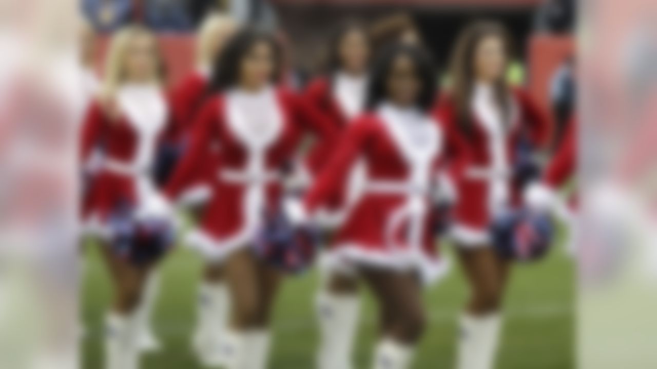 Tennessee Titans cheerleaders perform before an NFL football game between the Titans and the Los Angeles Rams Sunday, Dec. 24, 2017, in Nashville, Tenn.