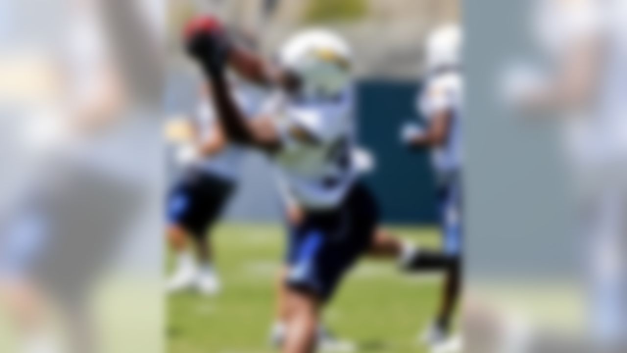 San Diego Chargers running back Michael Hayes pulls in a pass during NFL football practice at the team's training camp, Tuesday, July 24, 2012 in San Diego. (AP Photo/Lenny Ignelzi)