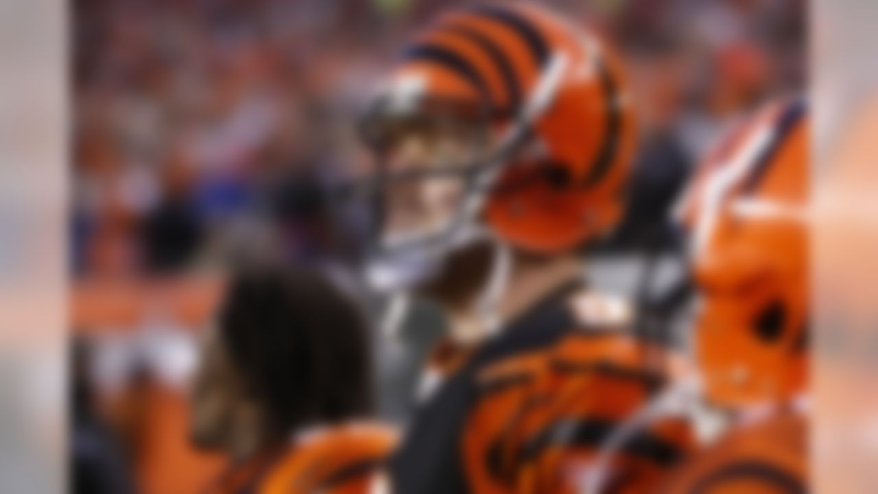 Cincinnati Bengals quarterback Carson Palmer (9) looks on in the second half against the New York Jets during the AFC Wild Card Playoff game at Paul Brown Stadium in Cincinnati, Ohio on January 9, 2010. The Jets won 24-14. (Photo by Joe Robbins/NFL.com)