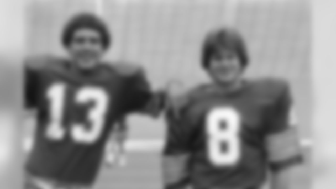 University of Pittsburgh freshman Dan Marino (13) a former standout player at the city?s Central Catholic High School will be trying to unset junior Rick Trocano from the quarterback job, August 23, 1979, Pittsburgh, Pa. Fall football drills for Pitt open Friday at Edinboro. (AP Photo/JDL)