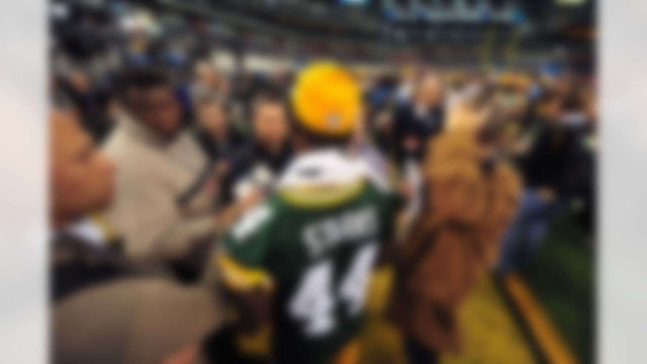 Green Bay Packers running back James Starks speaks during Media Day at Cowboys Stadium in Arlington, Texas on February 1, 2011. (Gary A. Vasquez/NFL)
