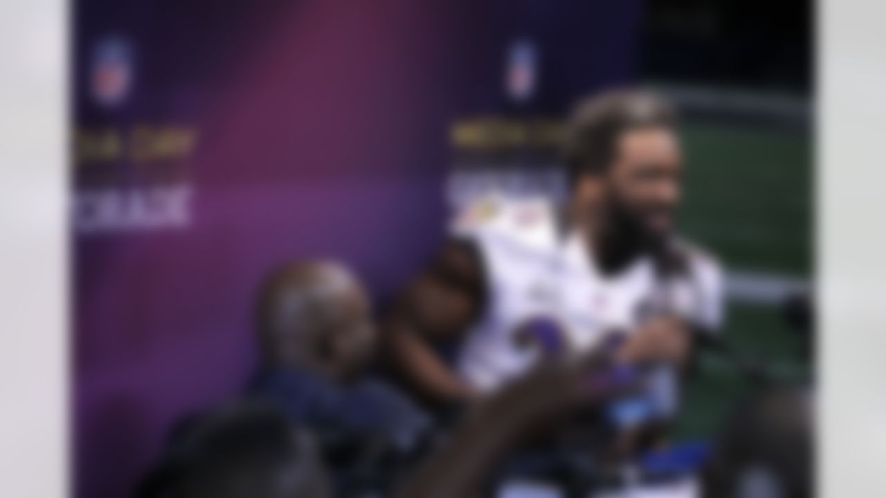 Baltimore Ravens Ed Reed talks with the media during the Super Bowl XLVII Media Day at the Superdome on Tuesday, January 29, 2013 in New Orleans, LA. (Perry Knotts/NFL)