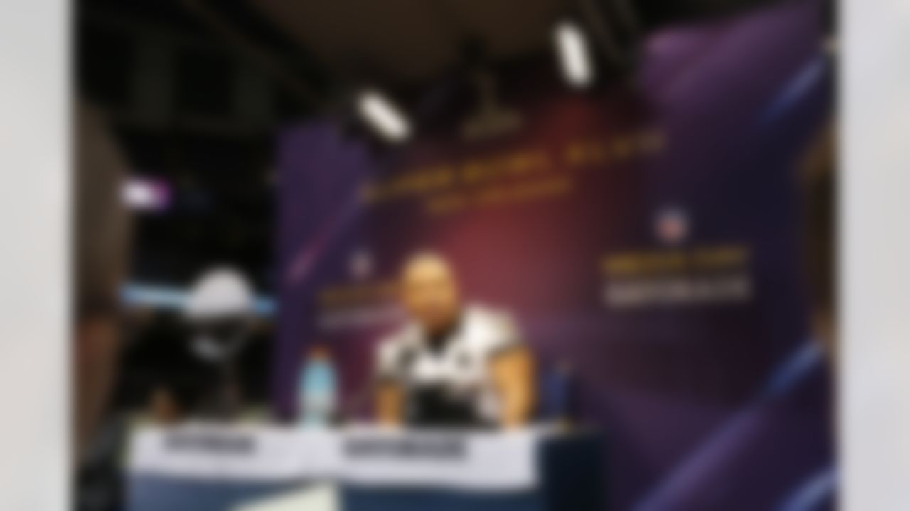 Ray Rice talks to the media during the Super Bowl XLVII Media Day at the Superdome on Tuesday, January 29, 2013 in New Orleans, LA. (Perry Knotts/NFL)