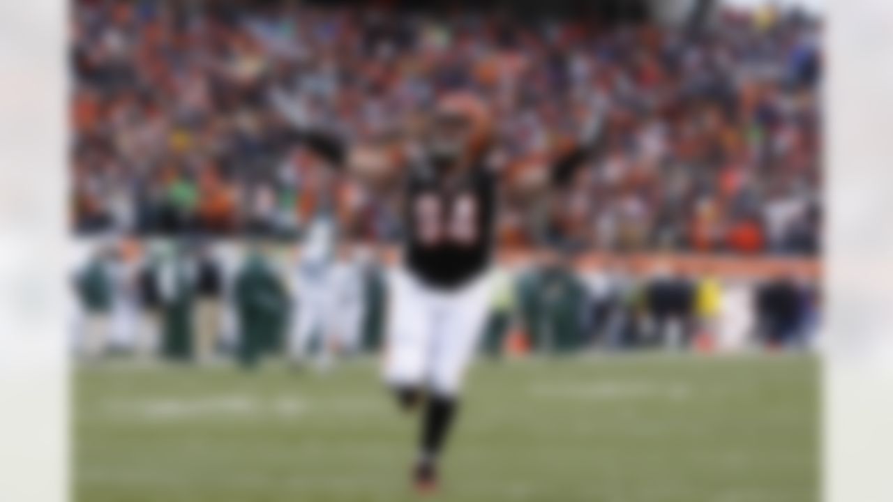 Cincinnati Bengals defensive lineman Domata Peko (94) urges on the crowd during the AFC Wild Card Playoff game against the New York Jets at Paul Brown Stadium in Cincinnati, Ohio on January 9, 2010. The Jets won 24-14. (Photo by Joe Robbins/NFL.com)