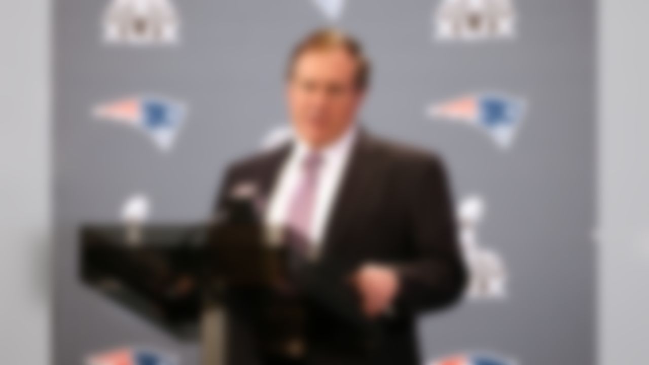 New England Patriots head coach Bill Belichick answers questions from the media during a press conference for Super Bowl XLIX at the Sheraton Wild Horse Pass Resort on Monday, January 26, 2015 in Chandler, AZ. (Ben Liebenberg/NFL)
