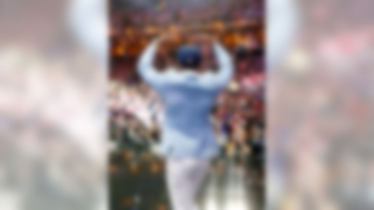 Ohio State�s Ezekiel Elliott poses for photos after being selected by Dallas Cowboys during the 2016 NFL Draft at the Auditorium Theatre on Thursday, April 28, 2016 in Chicago. (Ben Liebenberg/NFL)