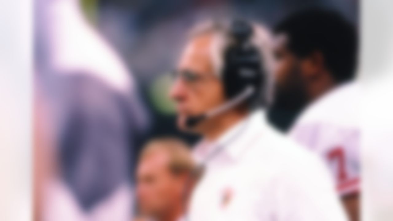 San Francisco 49ers head coach George Seifert watches from the sideline during a Super Bowl XXIV NFL game against the Denver Broncos in New Orleans, on January 28, 1990. The 49ers defeated the Broncos 55-10. (National Football League)