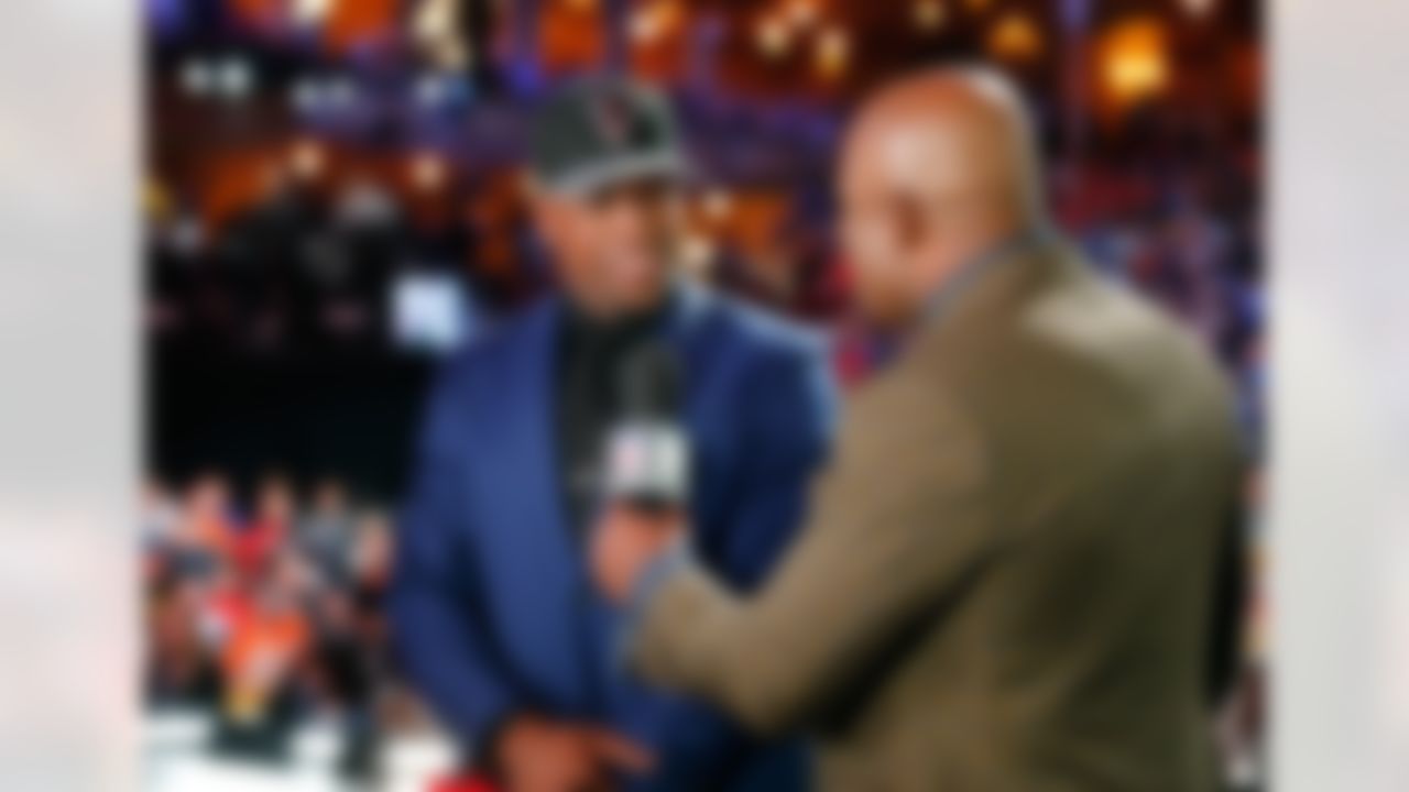 Florida strong safety Keanu Neal is interviewed on stage by NFL Network's Deion Sanders after being drafted by the Atlanta Falcons during the 2016 NFL Draft at the Auditorium Theatre on Thursday, April 28, 2016 in Chicago. (Ben Liebenberg/NFL)