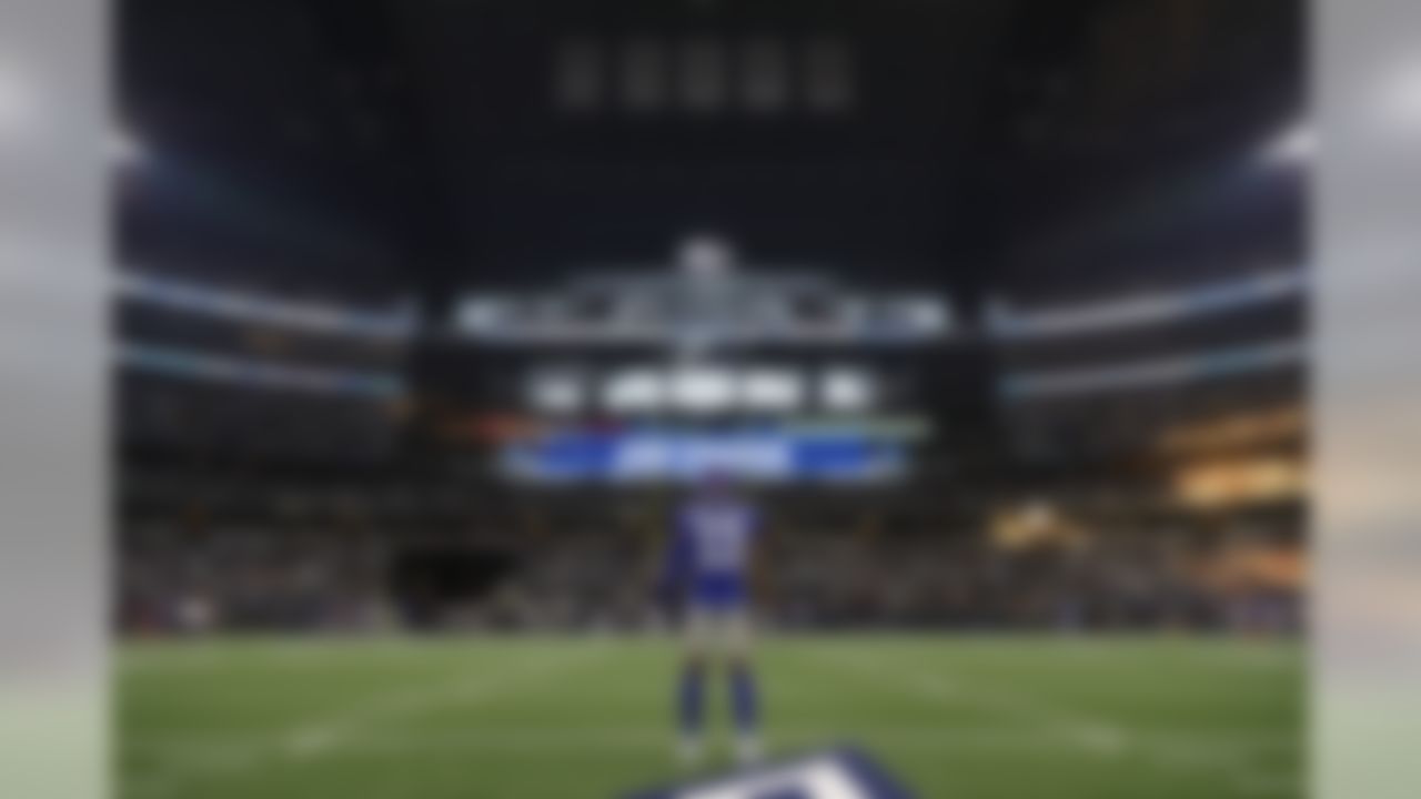 New York Giants wide receiver Odell Beckham Jr. (13) stands in the middle of AT&T Stadium in Arlington, Texas prior to kickoff in a Week 2 matchup against the Dallas Cowboys.