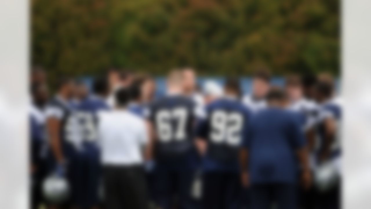 IRVING, TX - MAY 01: Head coach Wade Phillips of the Dallas Cowboys huddles his team during rookie mini camp on May 1, 2009 in Irving, Texas. (Photo by Ronald Martinez/Getty Images)
