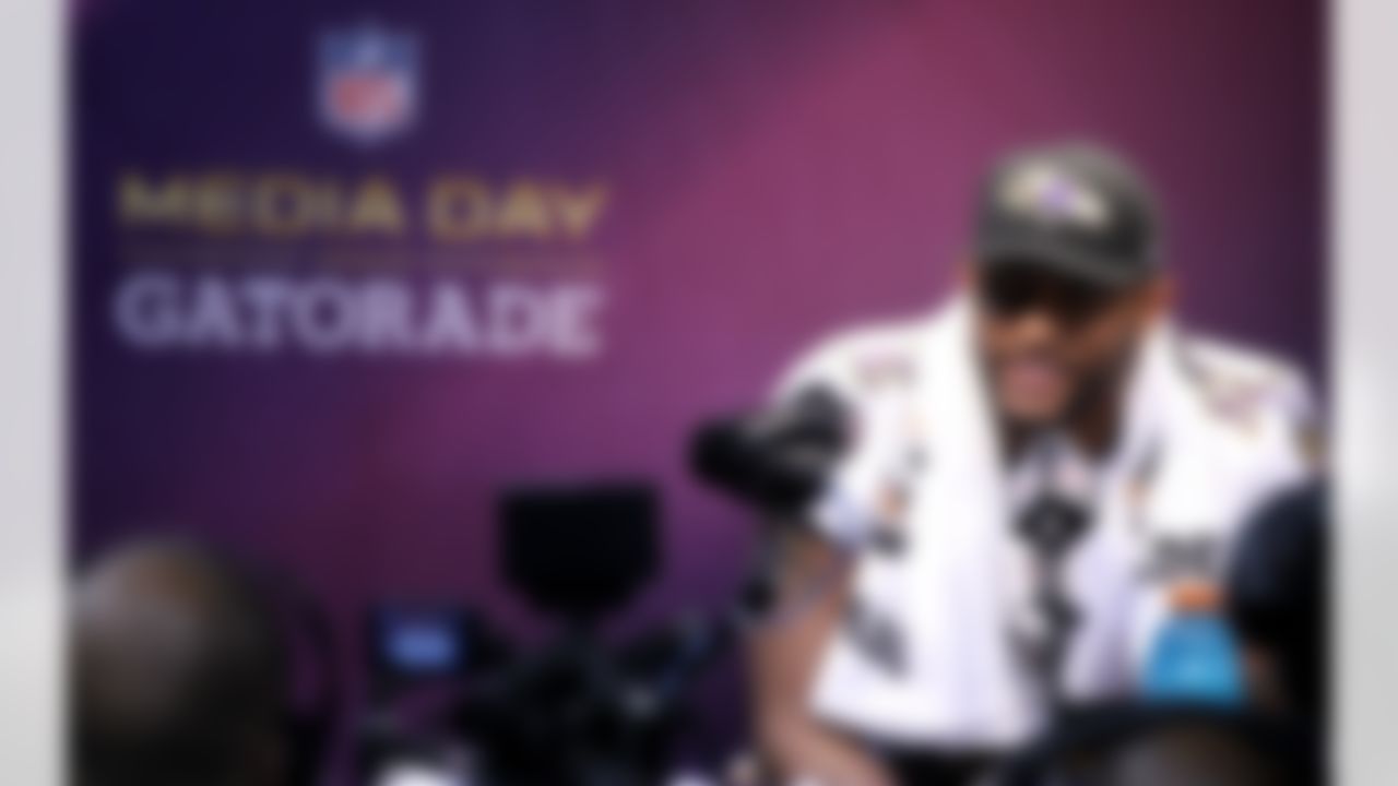 Baltimore Ravens linebacker Ray Lewis during the Super Bowl XLVII Media Day at the Superdome on Tuesday, January 29, 2013 in New Orleans, LA. (Perry Knotts/NFL)