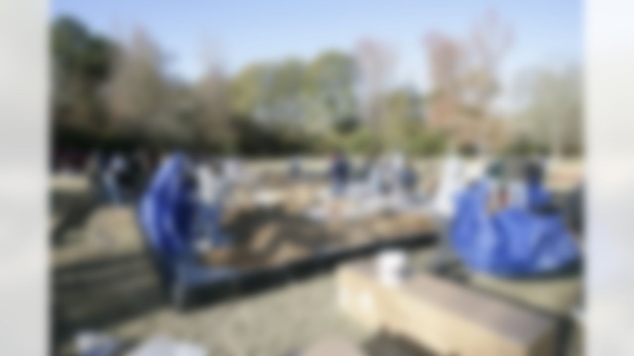 The Home Depot NFL Neighborhood MVP Build in Atlanta, GA with Falcons Linebacker Keith Brooking. (Photo by Andrew Coppley/CIA Stock Photography Inc.)