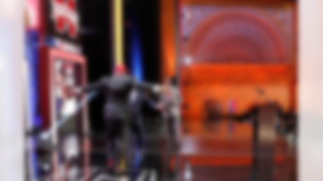 Mississippi State defensive tackle Chris Jones walks onto the stage during the 2016 NFL Draft at the Auditorium Theatre on Thursday, April 28, 2016 in Chicago. (Ben Liebenberg/NFL)