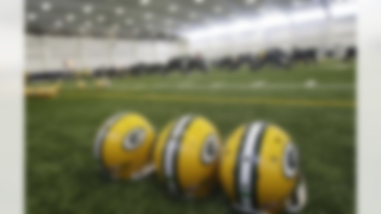 Green Bay Packers players practice at a high school's indoor facilty, Wednesday, Feb. 2, 2011 in Dallas. Green Bay will face the Pittsburgh Steelers in the NFL football Super Bowl XLV Sunday. (AP Photo/Eric Gay)
