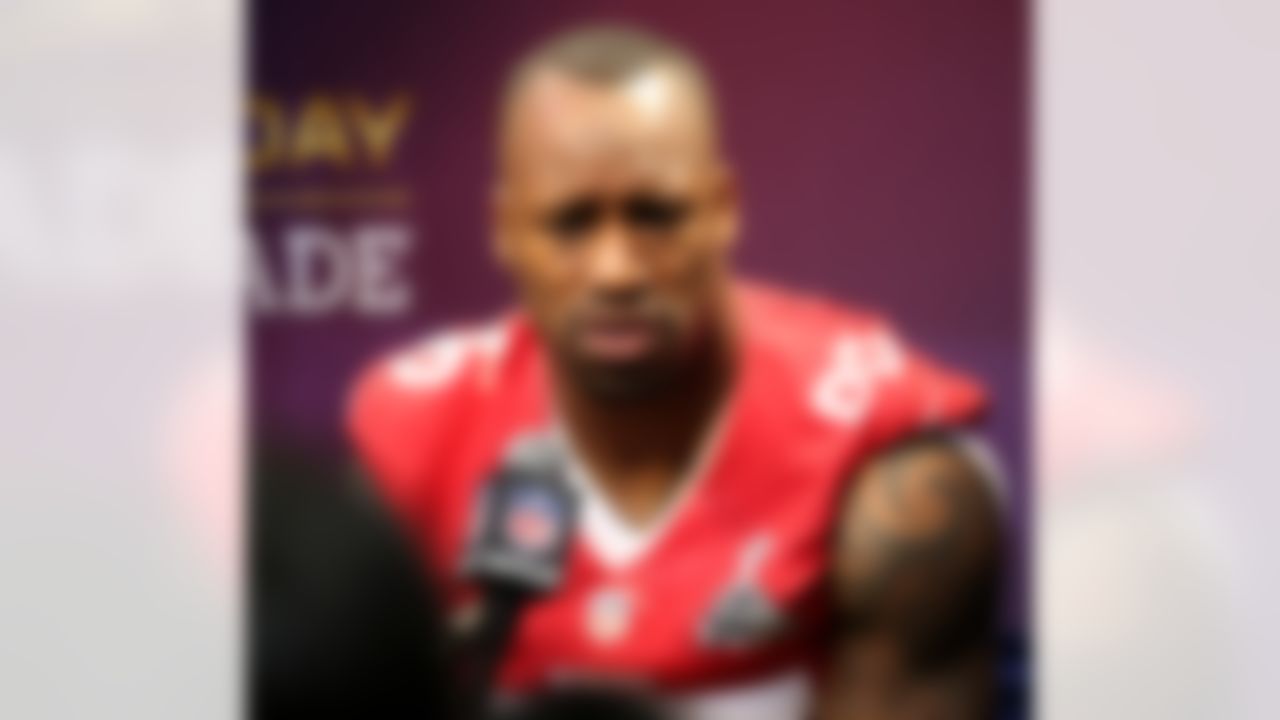 San Francisco 49ers tight end Vernon Davis during the Super Bowl XLVII Media Day at the Superdome on Tuesday, January 29, 2013 in New Orleans, LA. (Ben Liebenberg/NFL)
