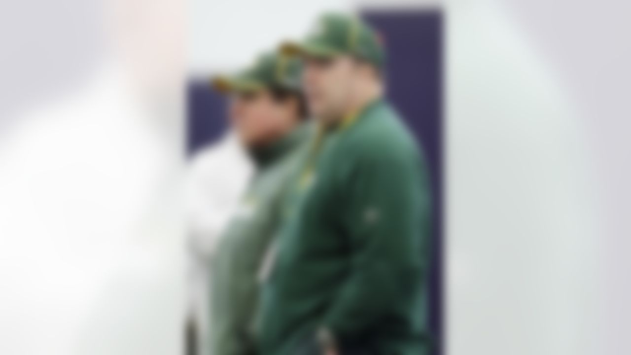 Green Bay Packers coach Mike McCarthy, right, and defensive coordinator Dom Capers, left, watch practice, Thursday, Feb. 3, 2011, in Dallas. Green Bay will face the Pittsburgh Steelers in the NFL football Super Bowl XLV Sunday. (AP Photo/Eric Gay)