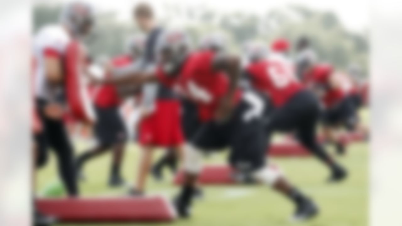 Tampa Bay Buccaneers safety Mark Barron (24) participates in a drill during a workout at NFL football training camp, Saturday, July 28, 2012, in Tampa, Fla. (AP Photo/Mike Carlson)
