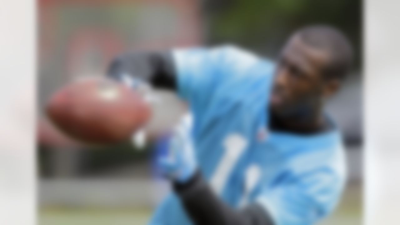 Carolina Panthers' Brandon LaFell catches a ball during a summer practice session for the NFL football team in Charlotte, N.C., Tuesday, June 8, 2010. (AP Photo/Chuck Burton)